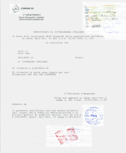 immagine esempio certificato di cittadinanza